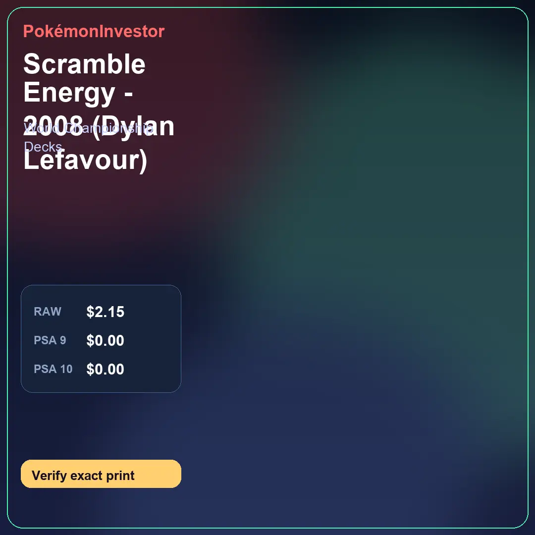 Card research image for Scramble Energy - 2008 (Dylan Lefavour)