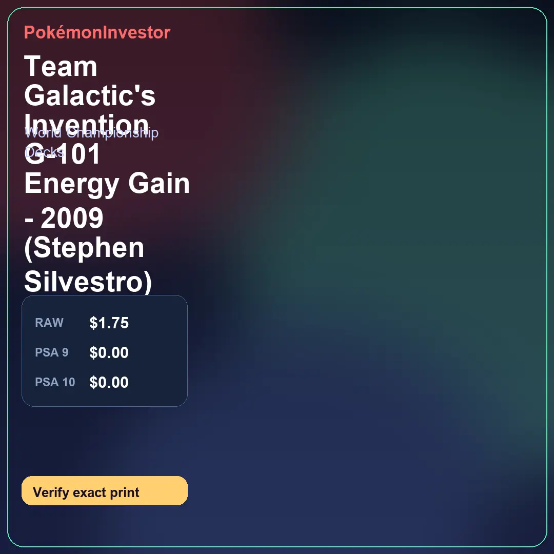 Card research image for Team Galactic's Invention G-101 Energy Gain - 2009 (Stephen Silvestro)