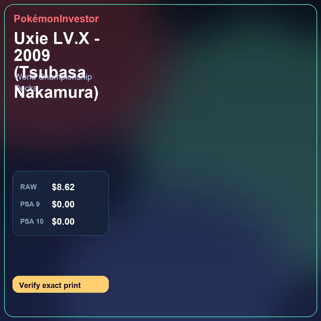 Card research image for Uxie LV.X - 2009 (Tsubasa Nakamura)