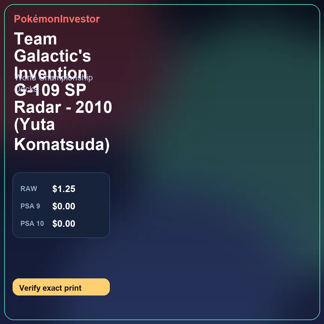 Card research image for Team Galactic's Invention G-109 SP Radar - 2010 (Yuta Komatsuda)