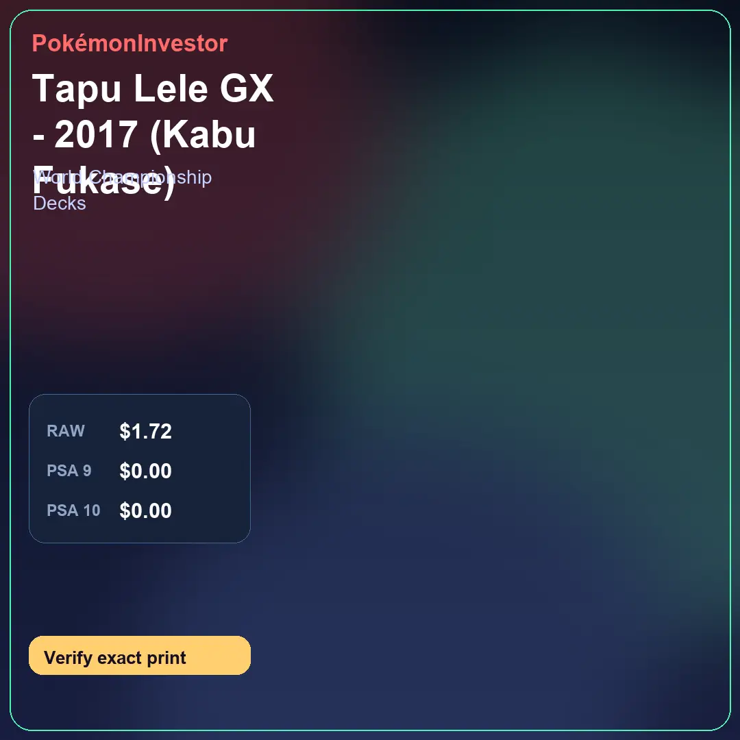 Card research image for Tapu Lele GX - 2017 (Kabu Fukase)