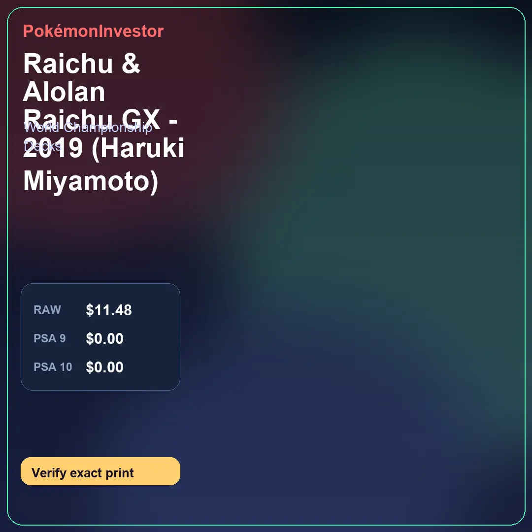Card research image for Raichu & Alolan Raichu GX - 2019 (Haruki Miyamoto)
