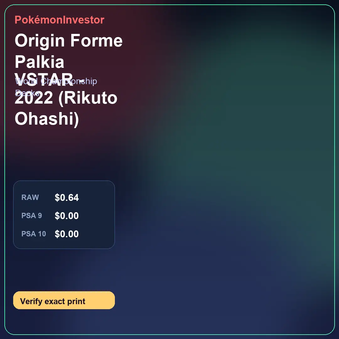 Card research image for Origin Forme Palkia VSTAR - 2022 (Rikuto Ohashi)