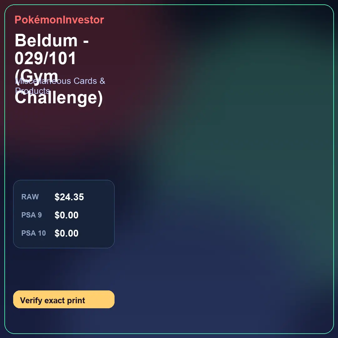 Card research image for Beldum - 029/101 (Gym Challenge)