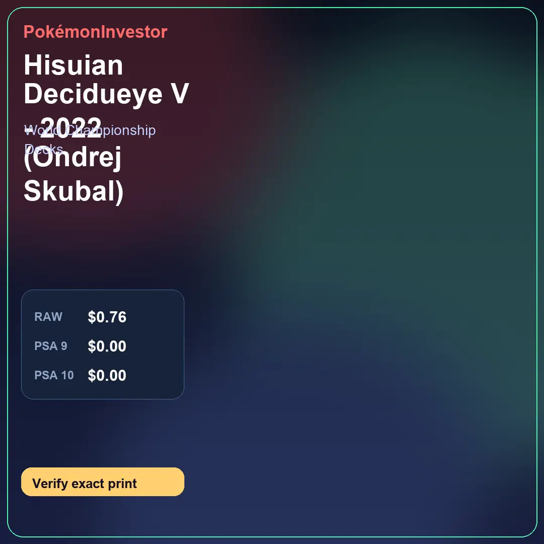 Card research image for Hisuian Decidueye V - 2022 (Ondrej Skubal)