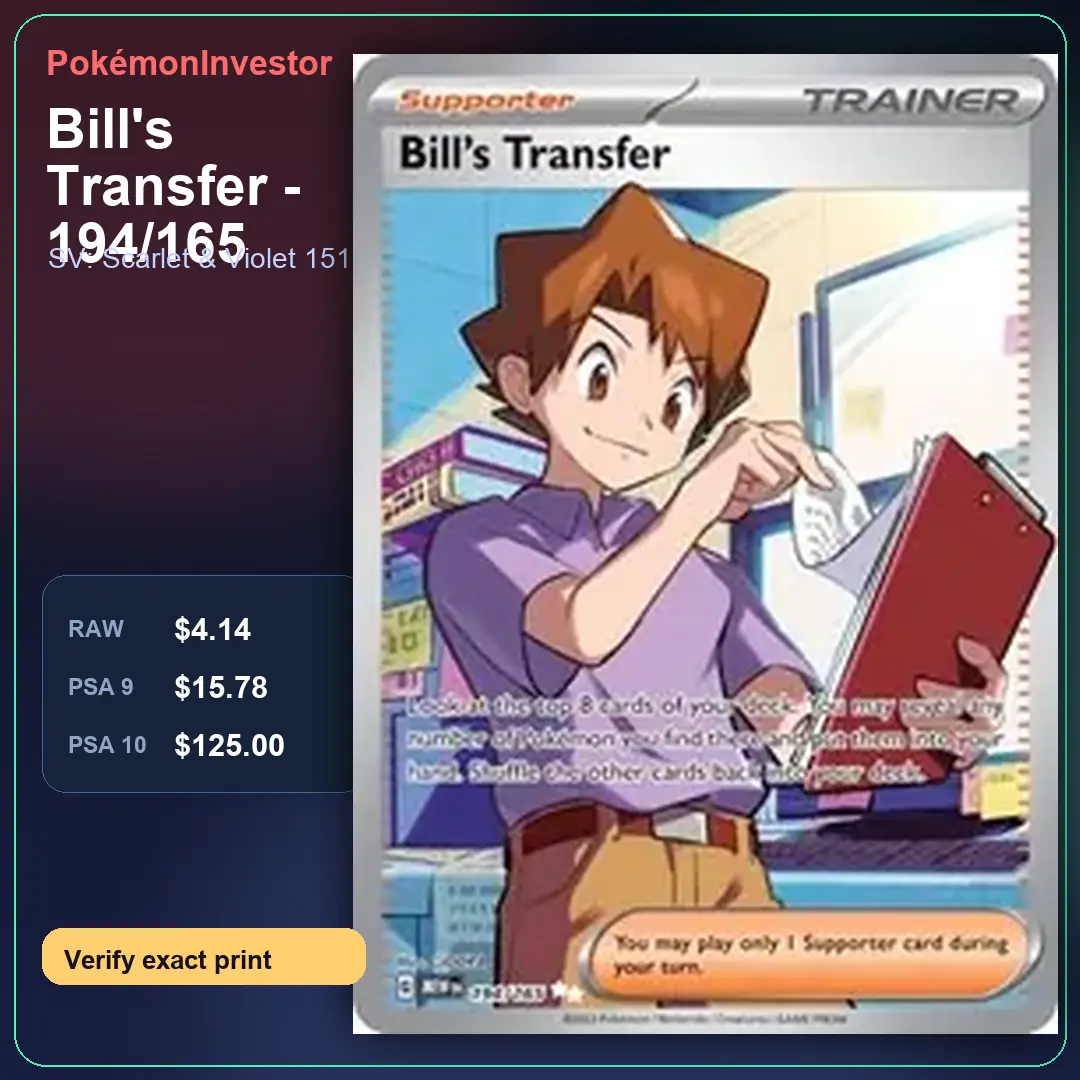 Card research image for Bill's Transfer - 194/165