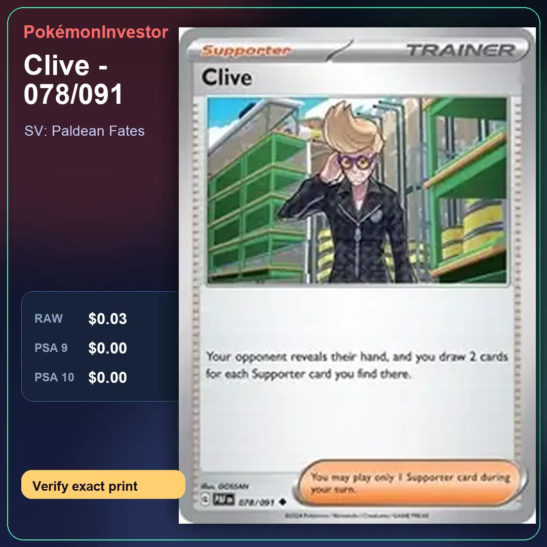 Card research image for Clive - 078/091