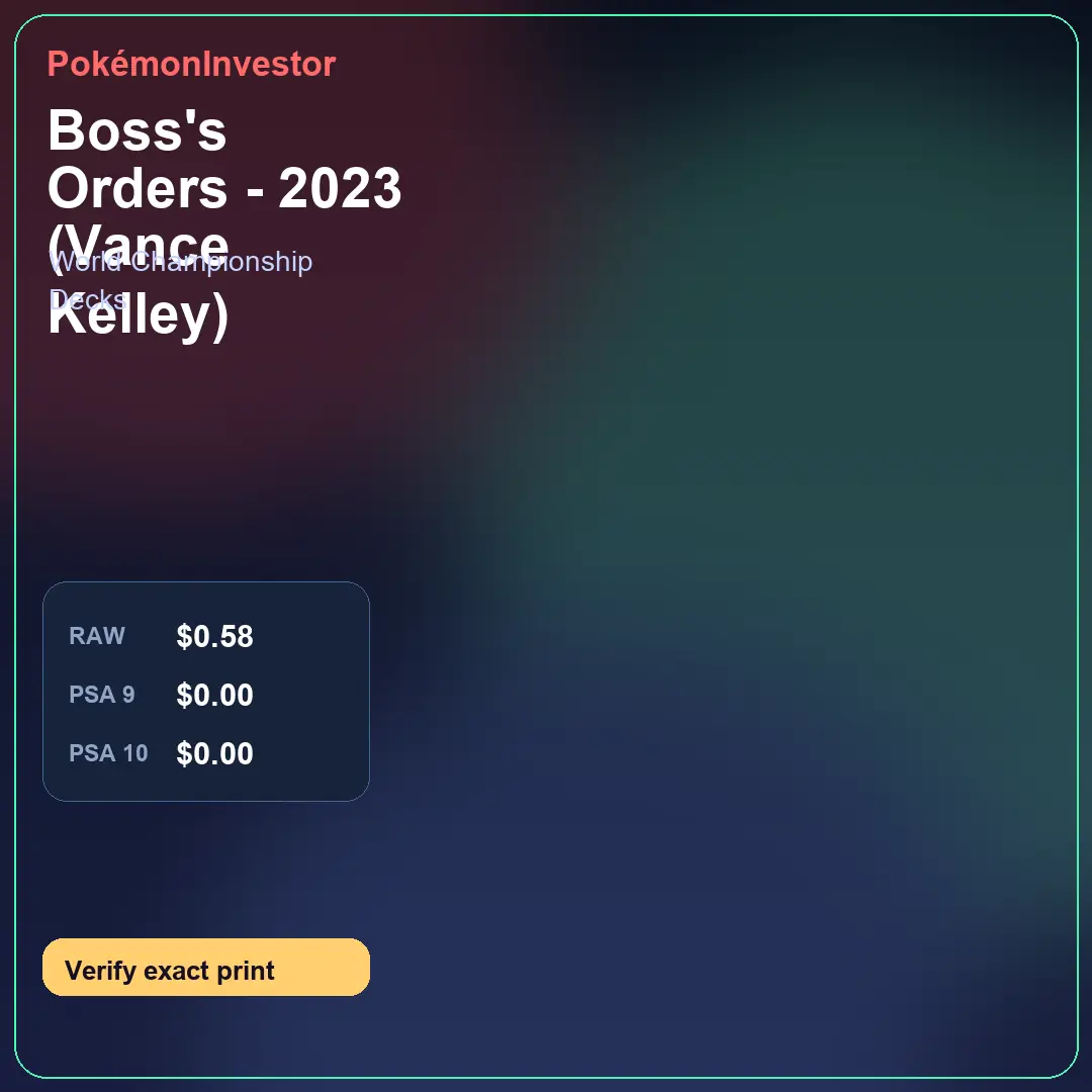 Card research image for Boss's Orders - 2023 (Vance Kelley)