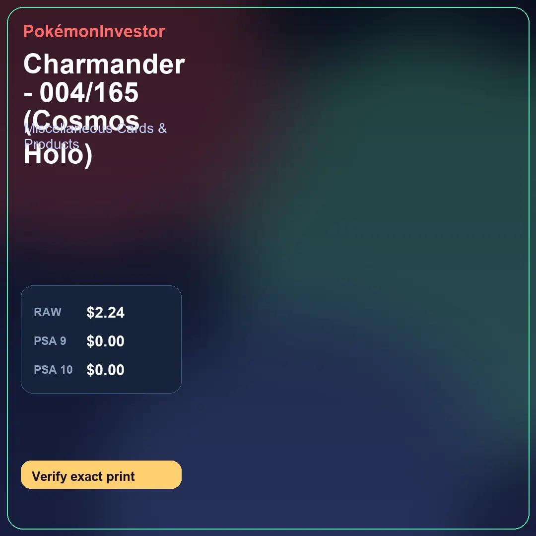 Card research image for Charmander - 004/165 (Cosmos Holo)