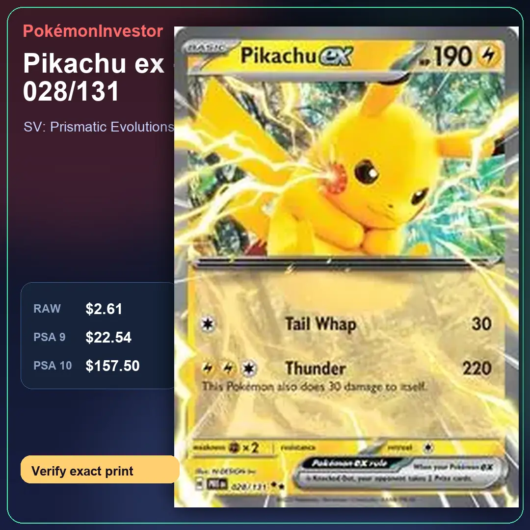 Card research image for Pikachu ex - 028/131