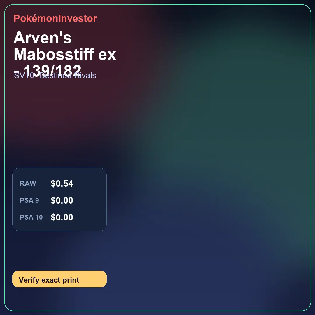 Card research image for Arven's Mabosstiff ex - 139/182
