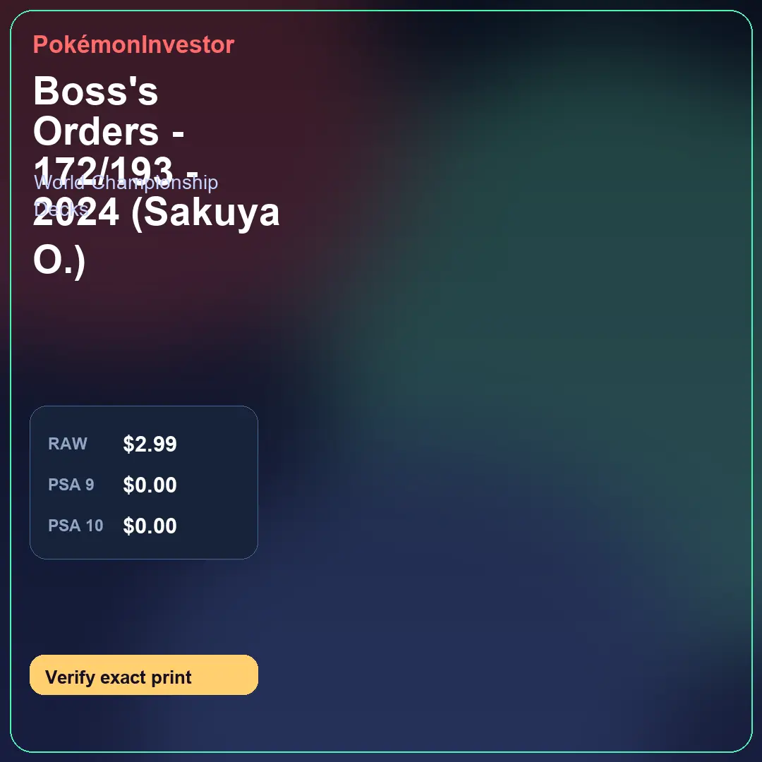 Card research image for Boss's Orders - 172/193 - 2024 (Sakuya O.)