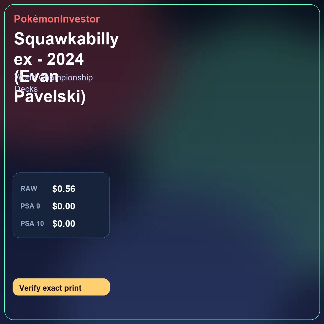 Card research image for Squawkabilly ex - 2024 (Evan Pavelski)