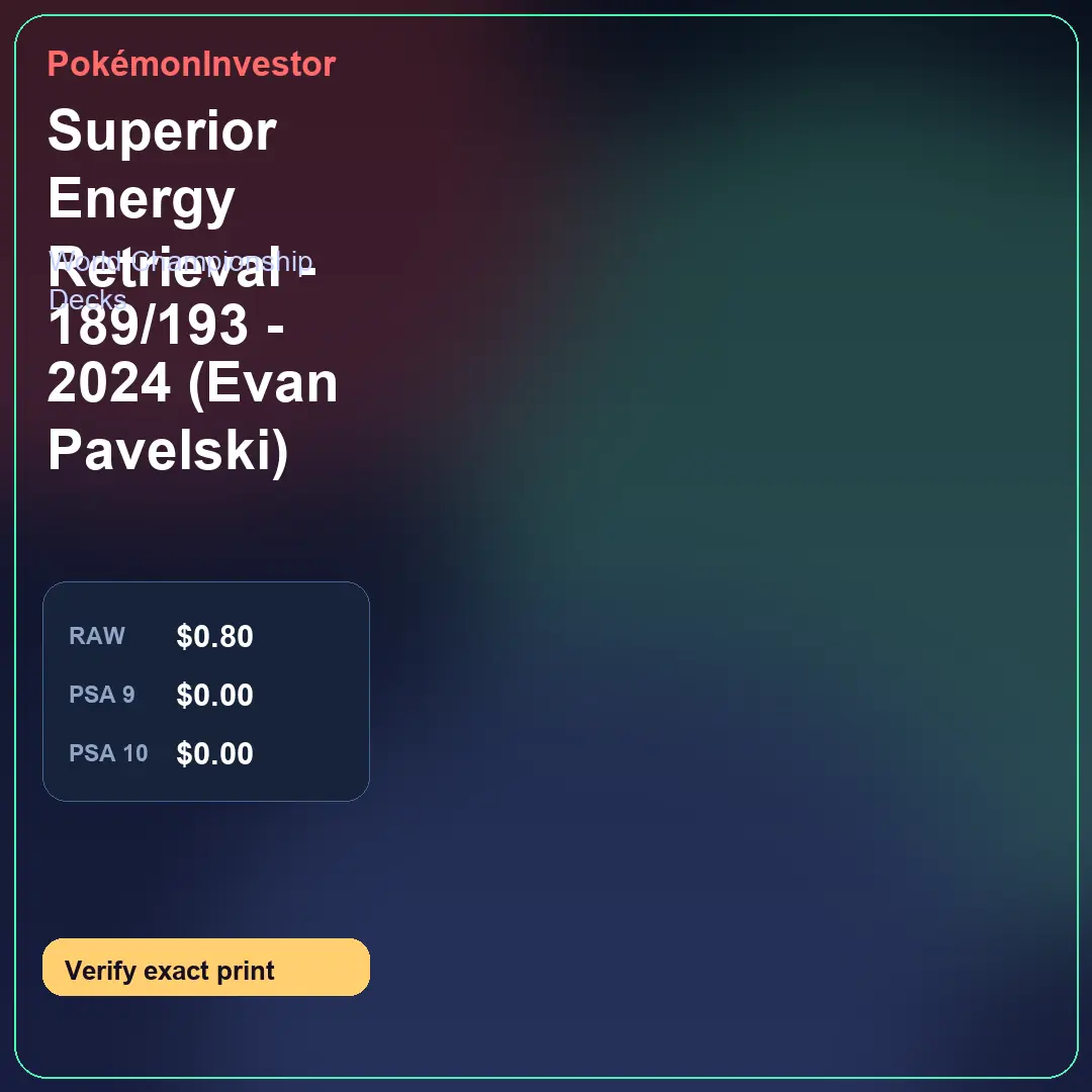 Card research image for Superior Energy Retrieval - 189/193 - 2024 (Evan Pavelski)