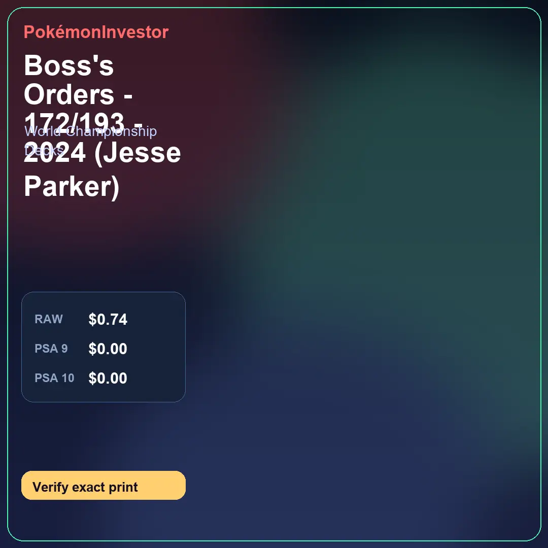 Card research image for Boss's Orders - 172/193 - 2024 (Jesse Parker)