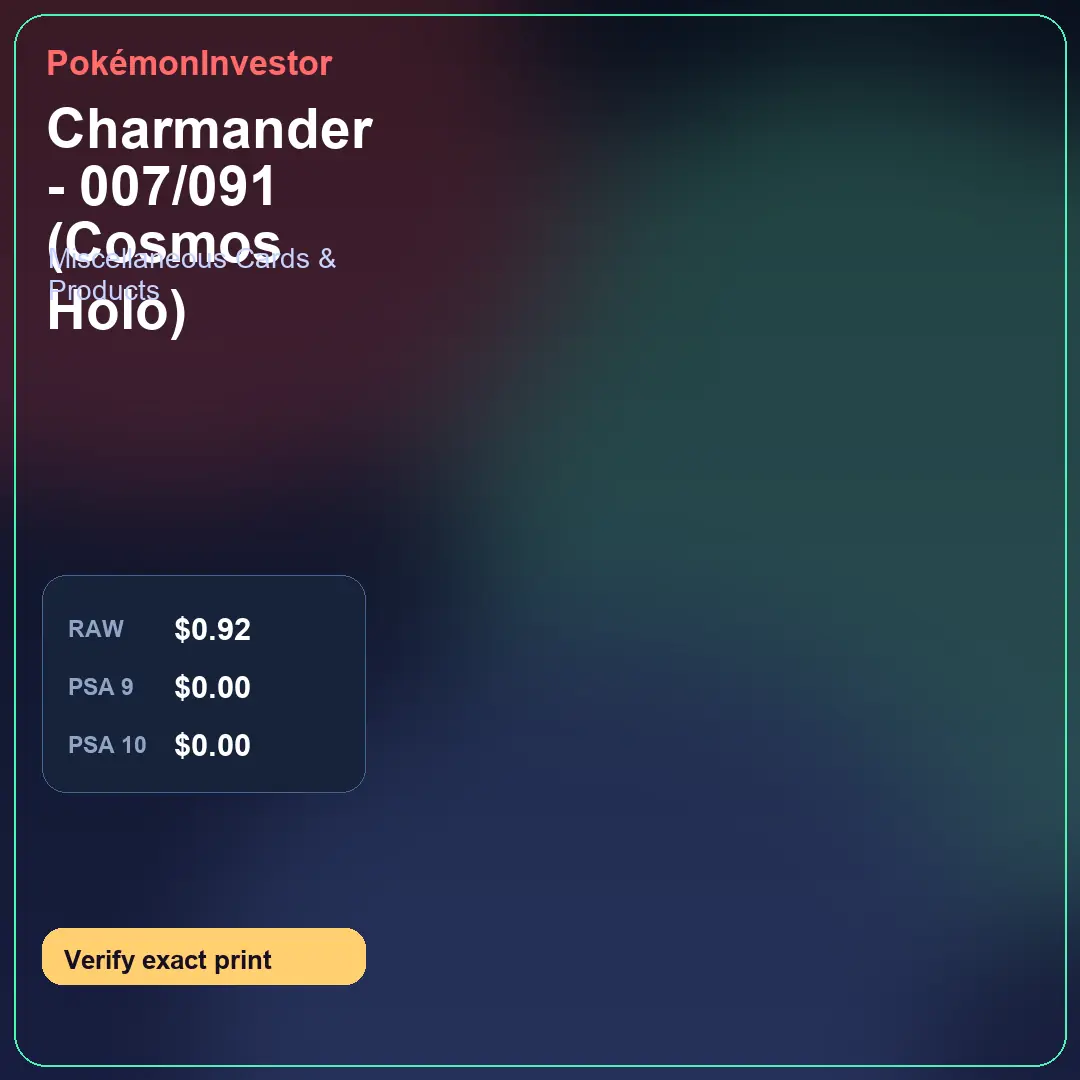 Card research image for Charmander - 007/091 (Cosmos Holo)