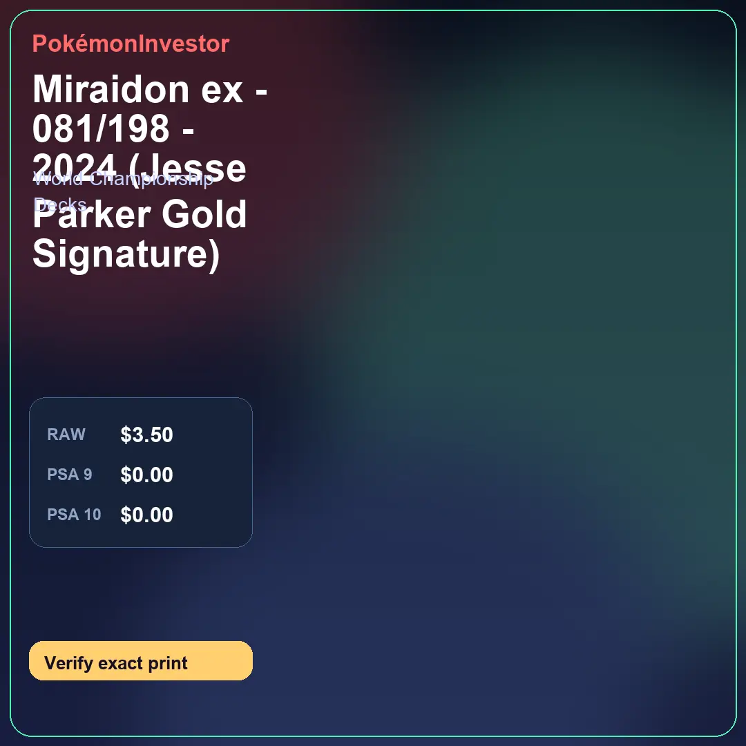 Card research image for Miraidon ex - 081/198 - 2024 (Jesse Parker Gold Signature)