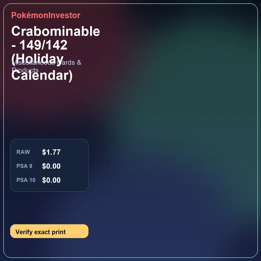 Card research image for Crabominable - 149/142 (Holiday Calendar)