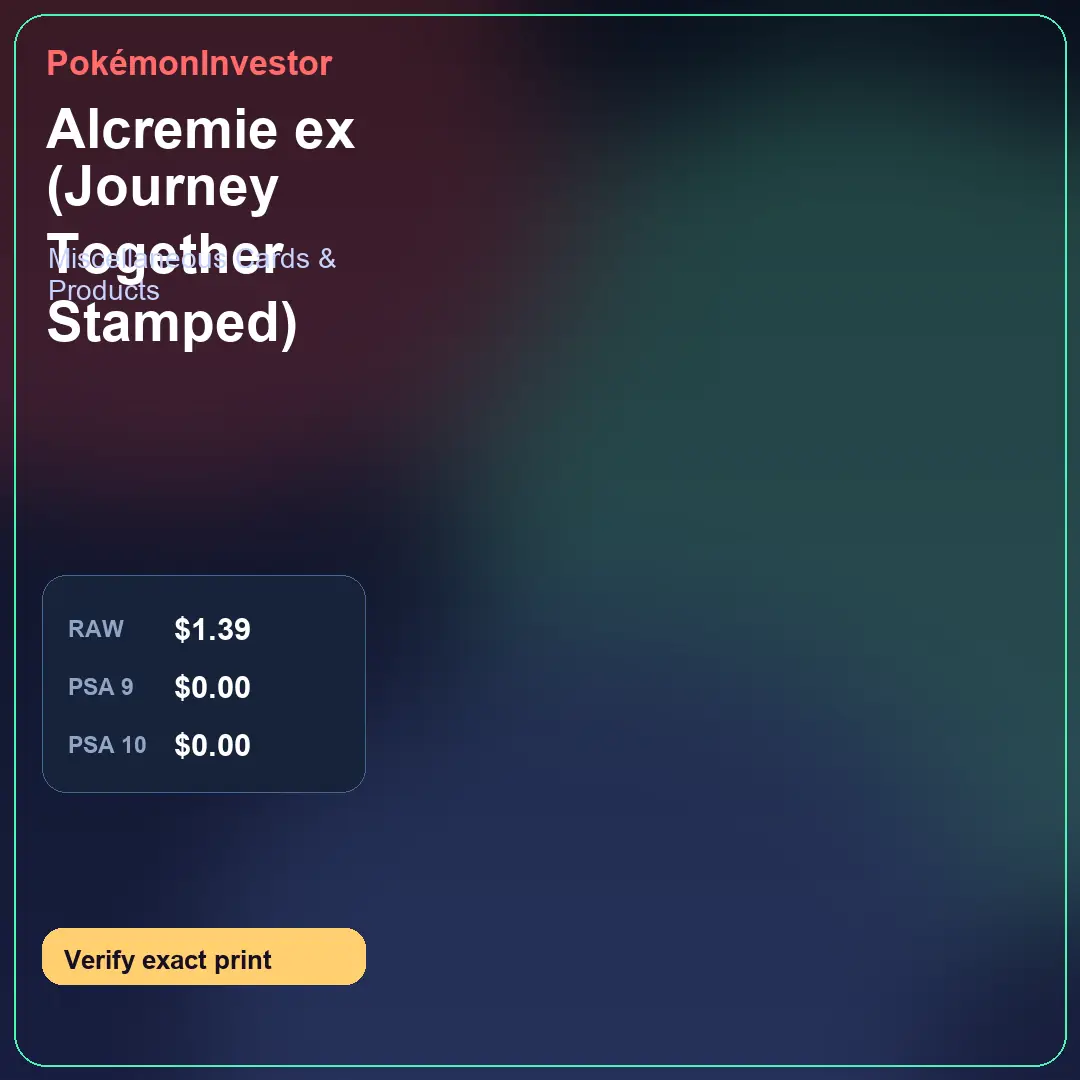 Card research image for Alcremie ex (Journey Together Stamped)