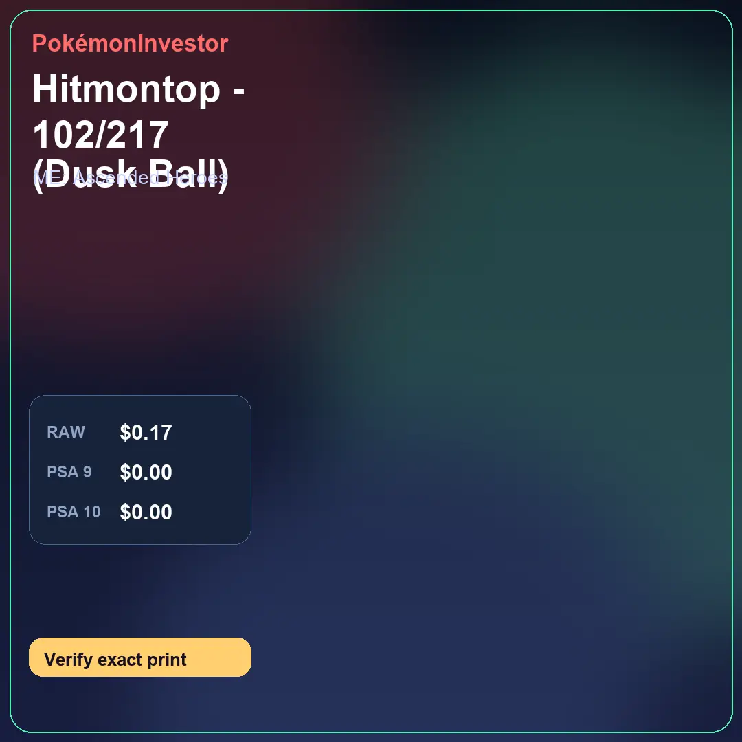 Card research image for Hitmontop - 102/217 (Dusk Ball)
