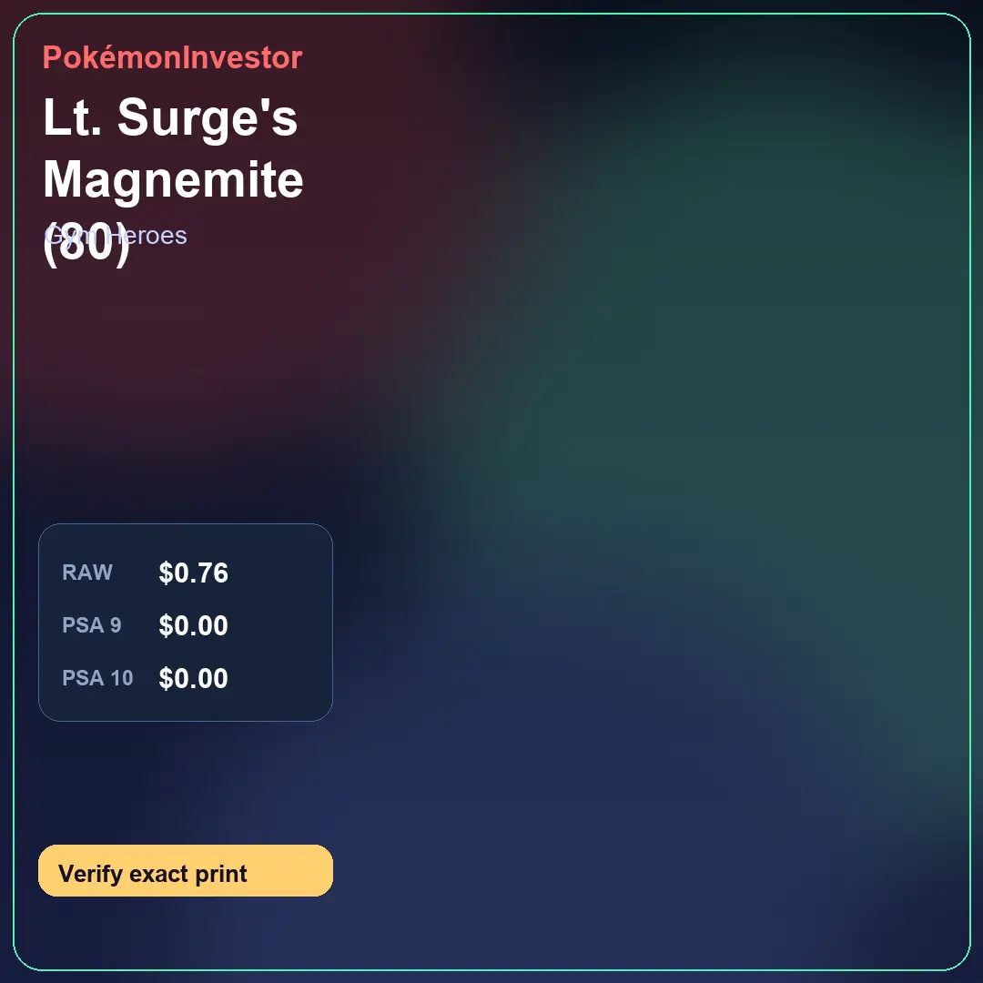 Card research image for Lt. Surge's Magnemite (80)