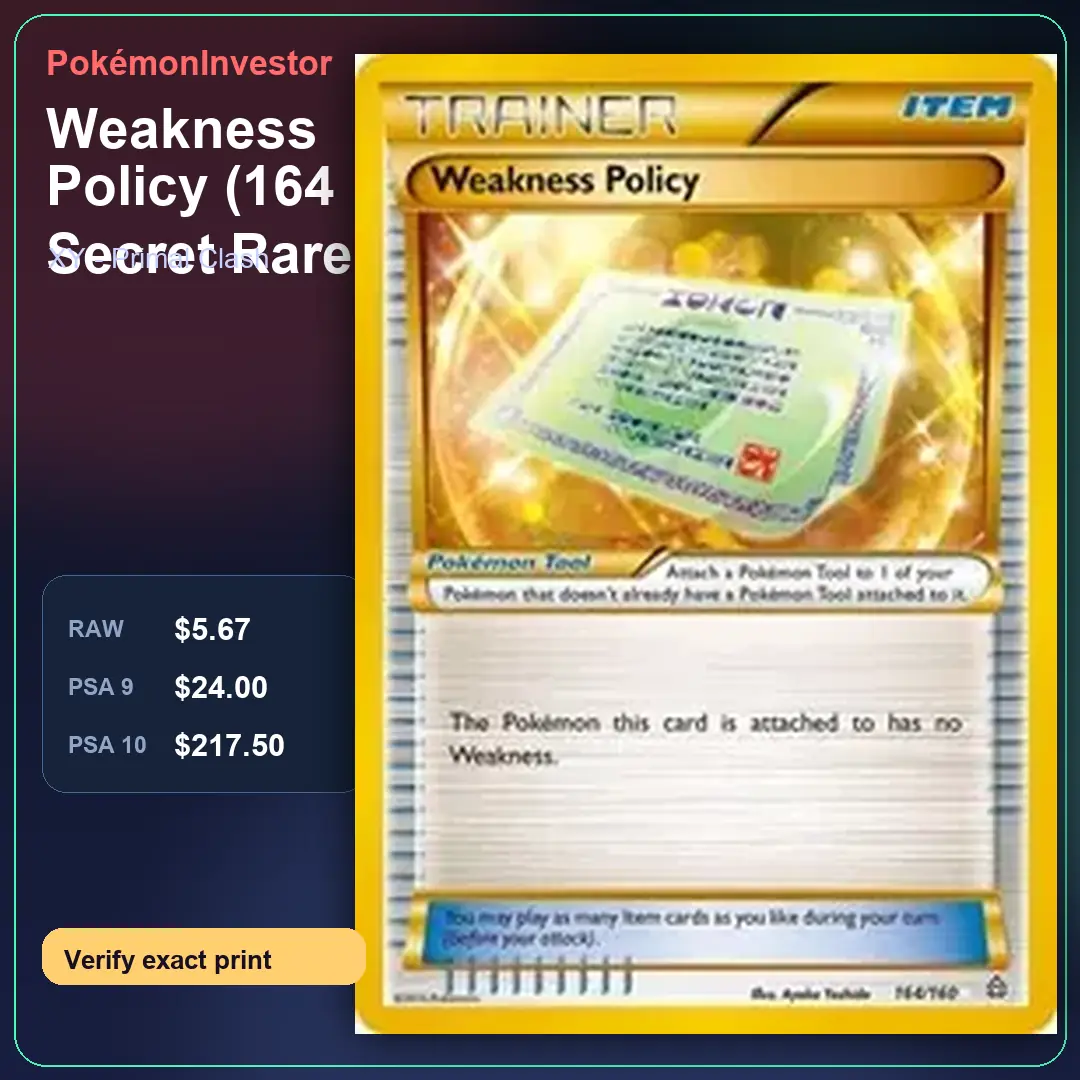 Card research image for Weakness Policy (164 Secret Rare)