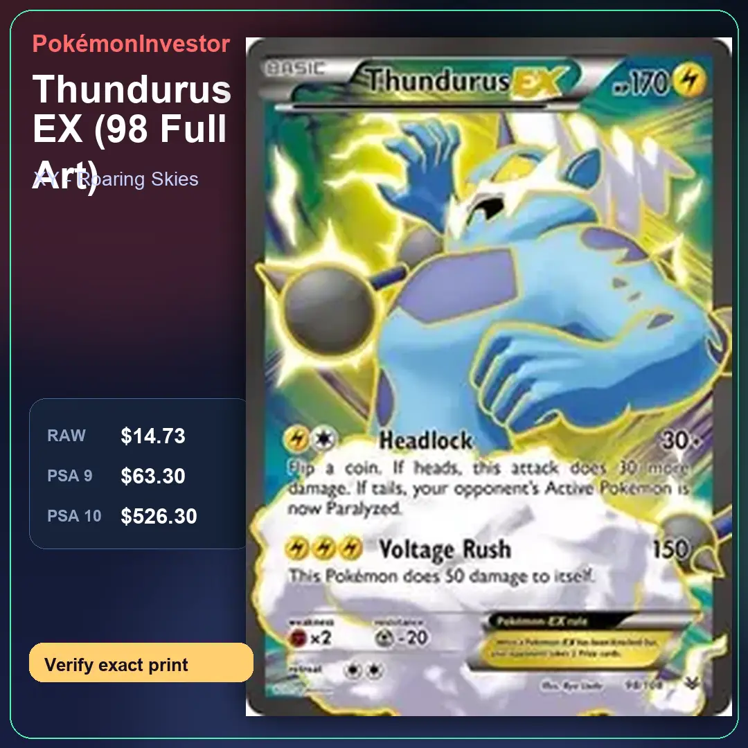 Card research image for Thundurus EX (98 Full Art)